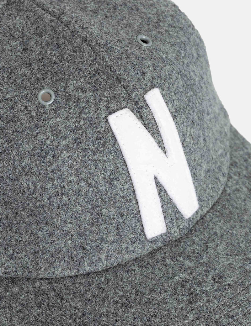 Norse Projects Wool Sports Cap - Light Grey Melange