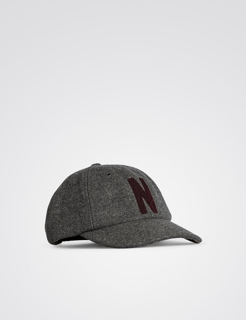 Norse Projects Wool Sports Cap - Charcoal Melange