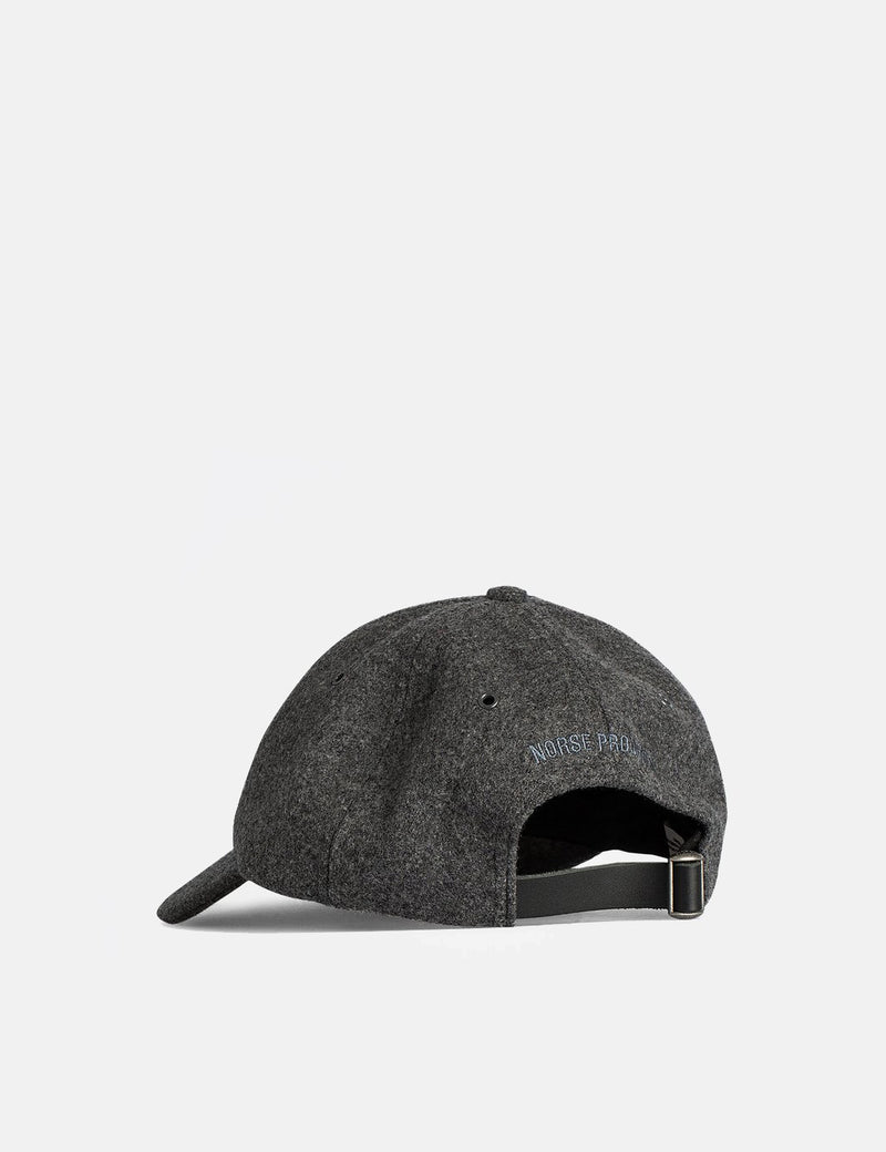 Norse Projects Wool Sports Cap - Charcoal Melange