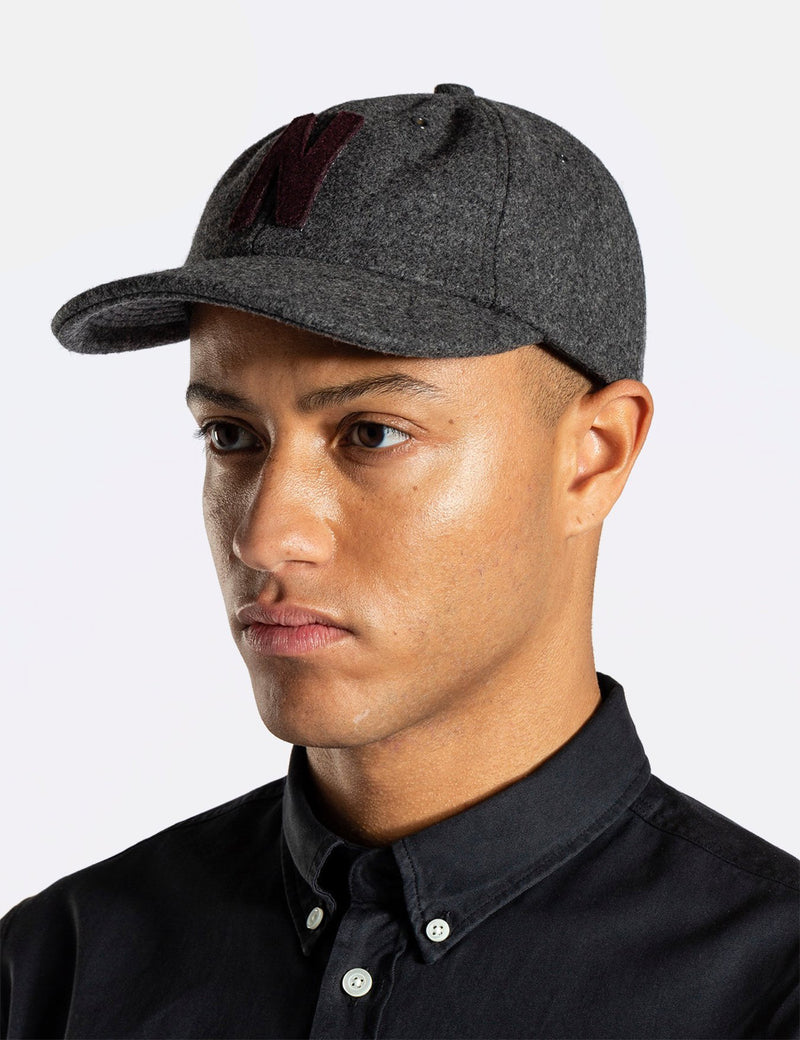 Norse Projects Wool Sports Cap - Charcoal Melange