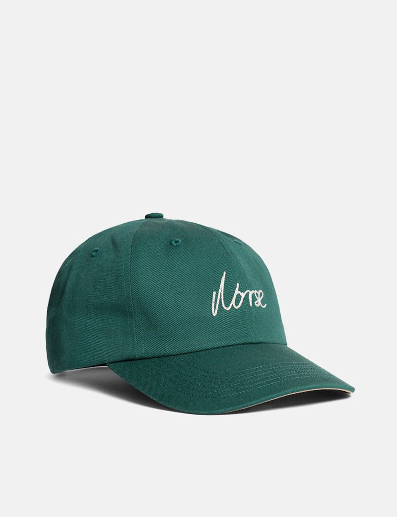 Casquette en Sergé Logo Point de Chaîne Norse Projects vert Dartmouth