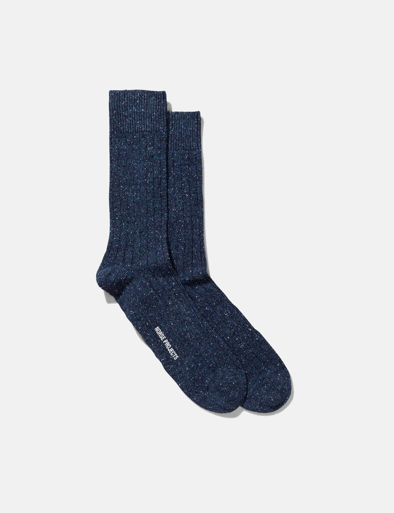 Norse Projects Chaussettes Bjarki Neps - Marine Foncé