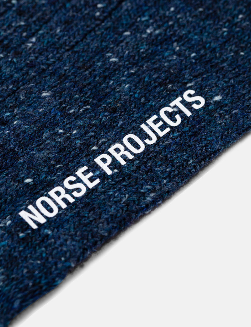 Norse Projects Chaussettes Bjarki Neps - Marine Foncé