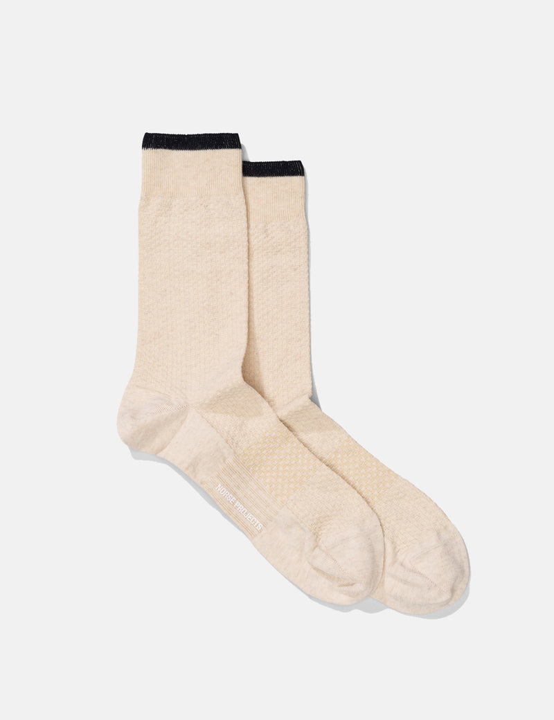 Norse Projects Bjarki Texture Socks (Honeycomb) - Natural