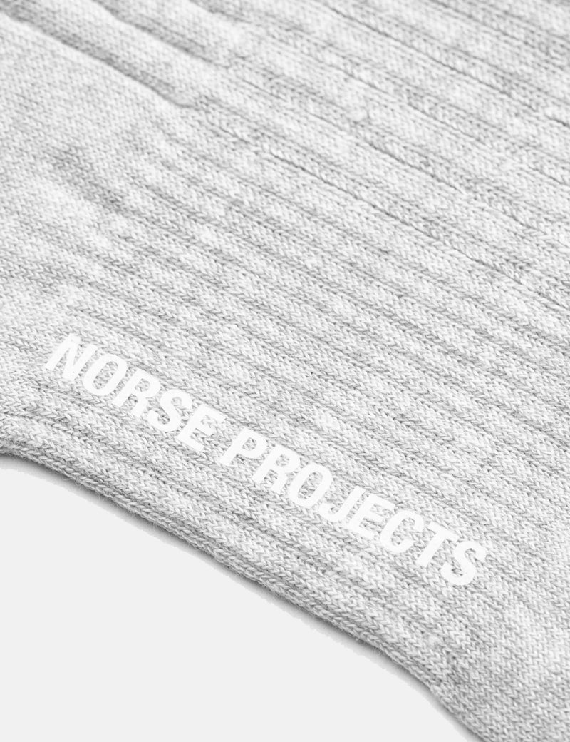 Norse Projects Bjarki Cotton Linen Socks - Light Grey Melange