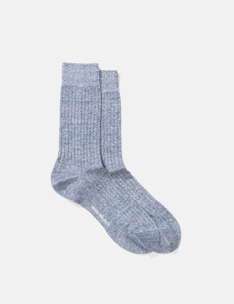 Norse Projects Bjarki Cotton Linen Socks - Dark Navy Blue