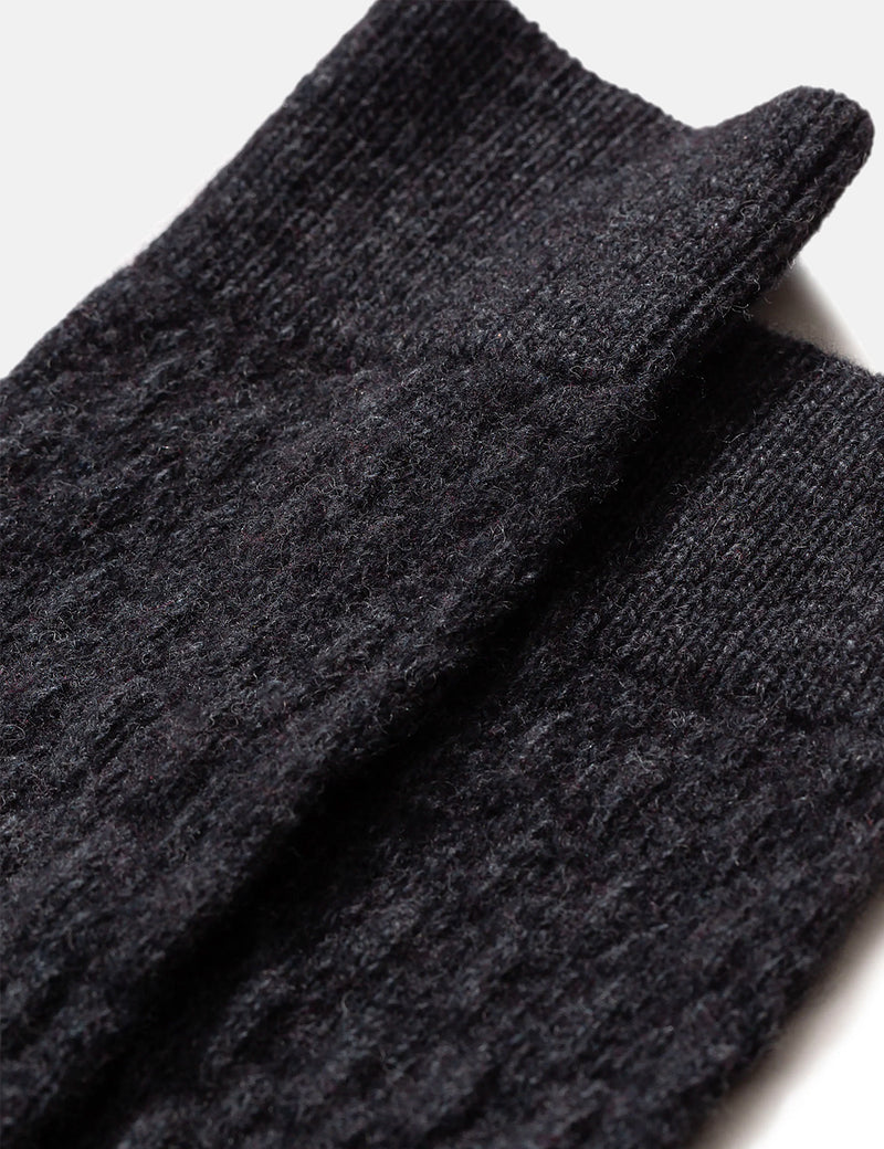 Norse Projects Bjarki Fairisle Texture Socken - Charcoal Melange
