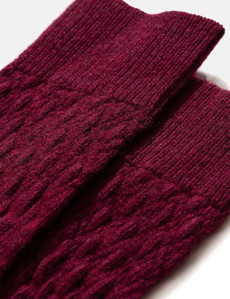 Norse Projects Chaussettes Bjarki Fairisle Texture - Mulberry Red
