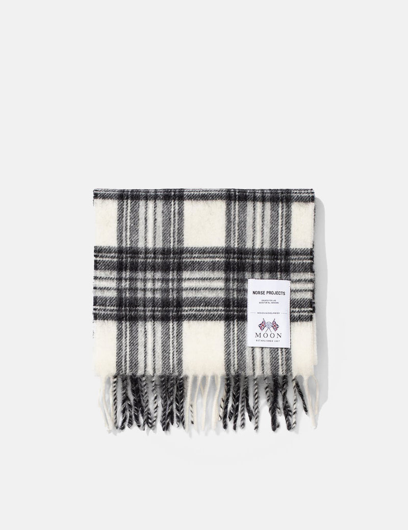 Norse Projects Moon Checked LambswoolScarf-マグネットグレー