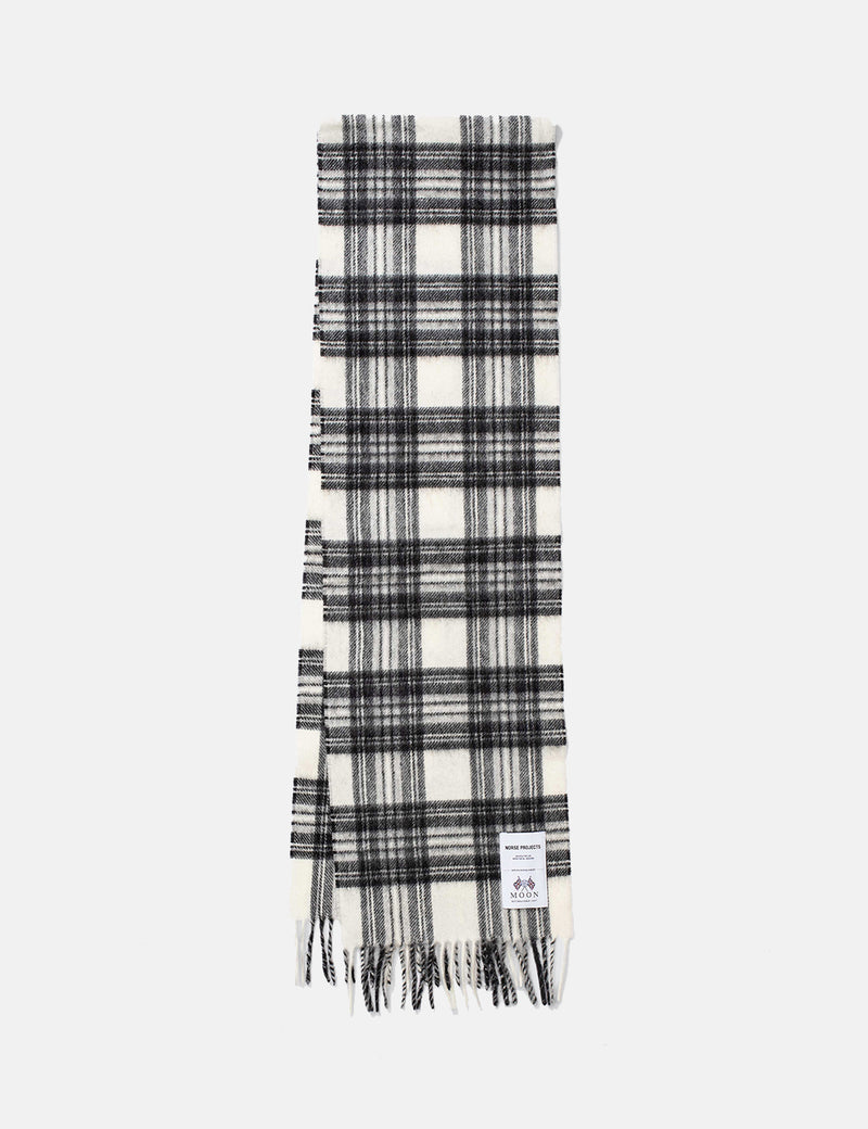 Norse Projects Moon Checked Lambswool Scarf - Magnet Grey