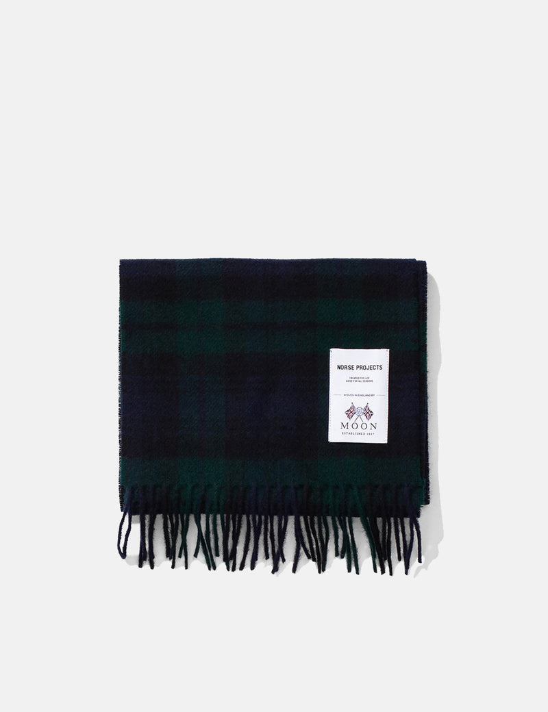 Norse Projects Moon Checked Lambswool Scarf - Black Watch