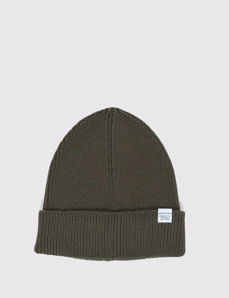 Norse Projects Cotton Watch Beanie Hat - Dried Olive