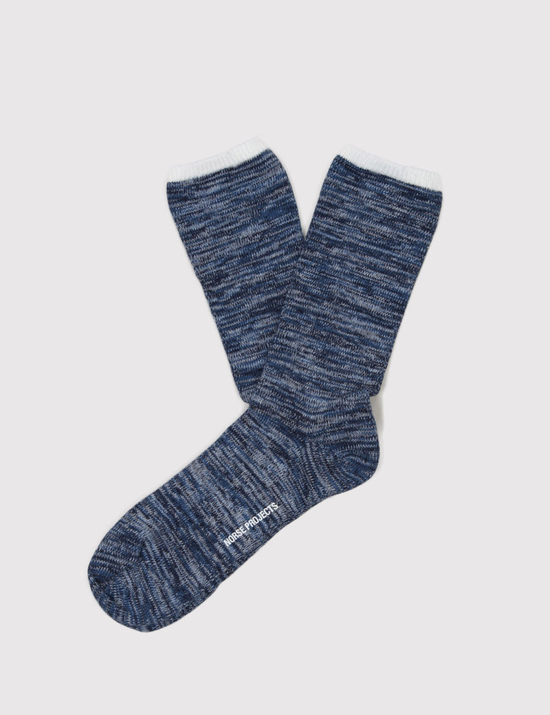 Norse Projects Bjarki Blend Socks - Botanical Blue
