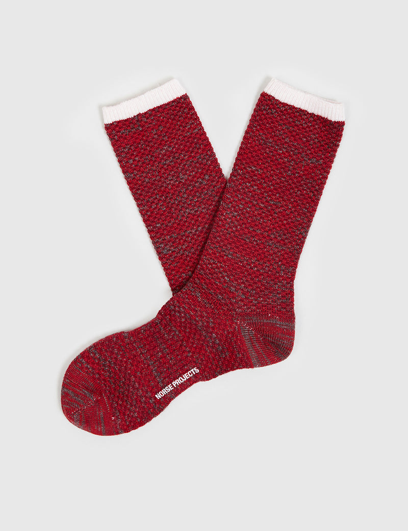 Norse Projects Bjarki Blend Socks - Red Clay
