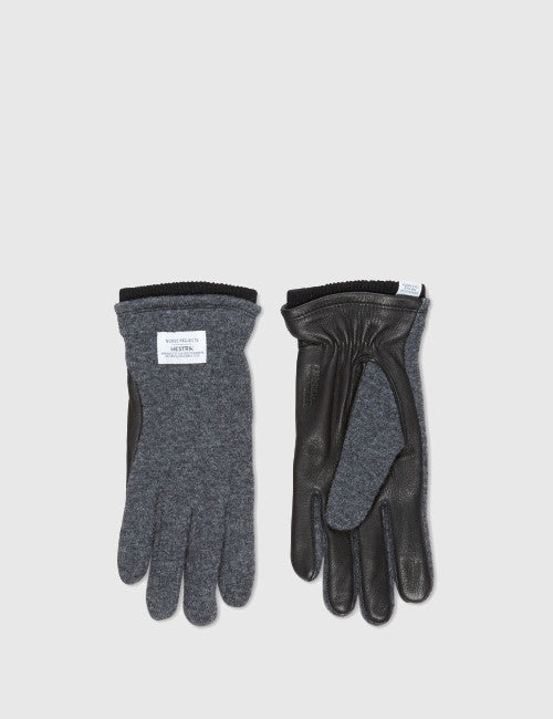 Norse Projects x Hestra Svante Sport Gloves (Leather) - Charcoal