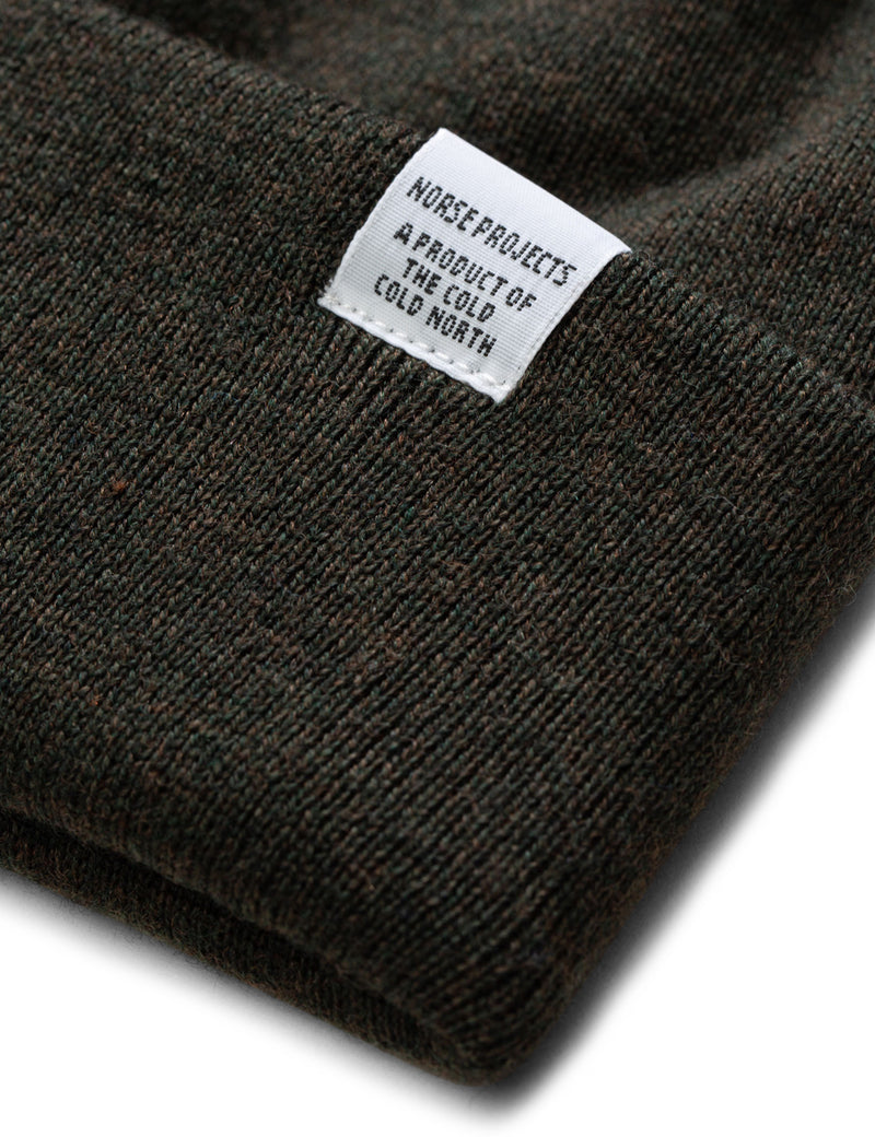 Norse Projects Top Beanie Hat (Wool) - Beech Green