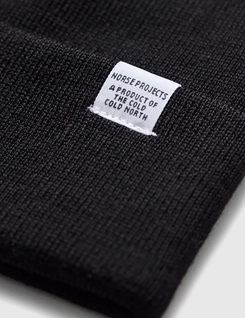Norse Projects Top Beanie Hat - Black