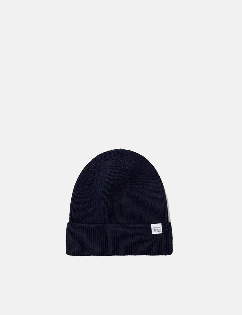Norse Projects Beanie Hat (Cotton)-Navy Blue