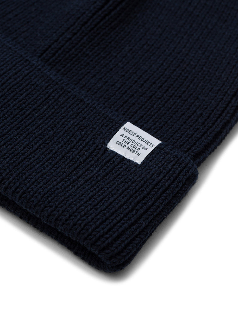 Norse Projects Beanie Hat (Cotton)-Navy Blue