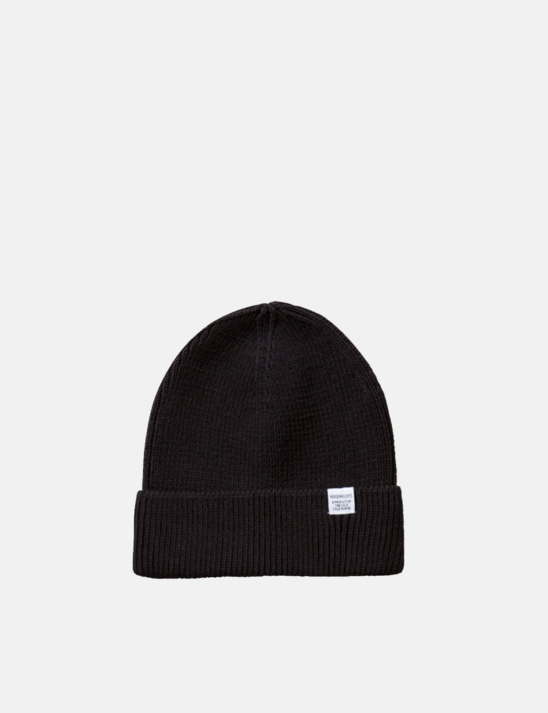 Norse Projects Cotton Watch Beanie Hat - Black