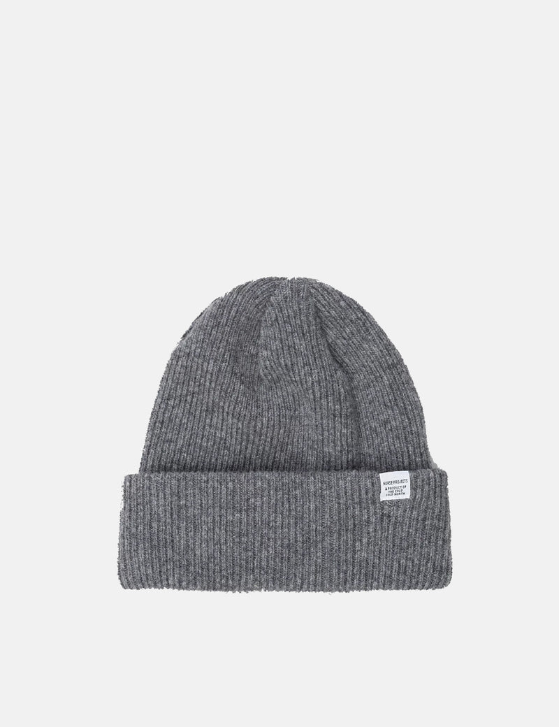 Bonnet Brossé Norse Projects (Laine) - Gris Clair Chiné