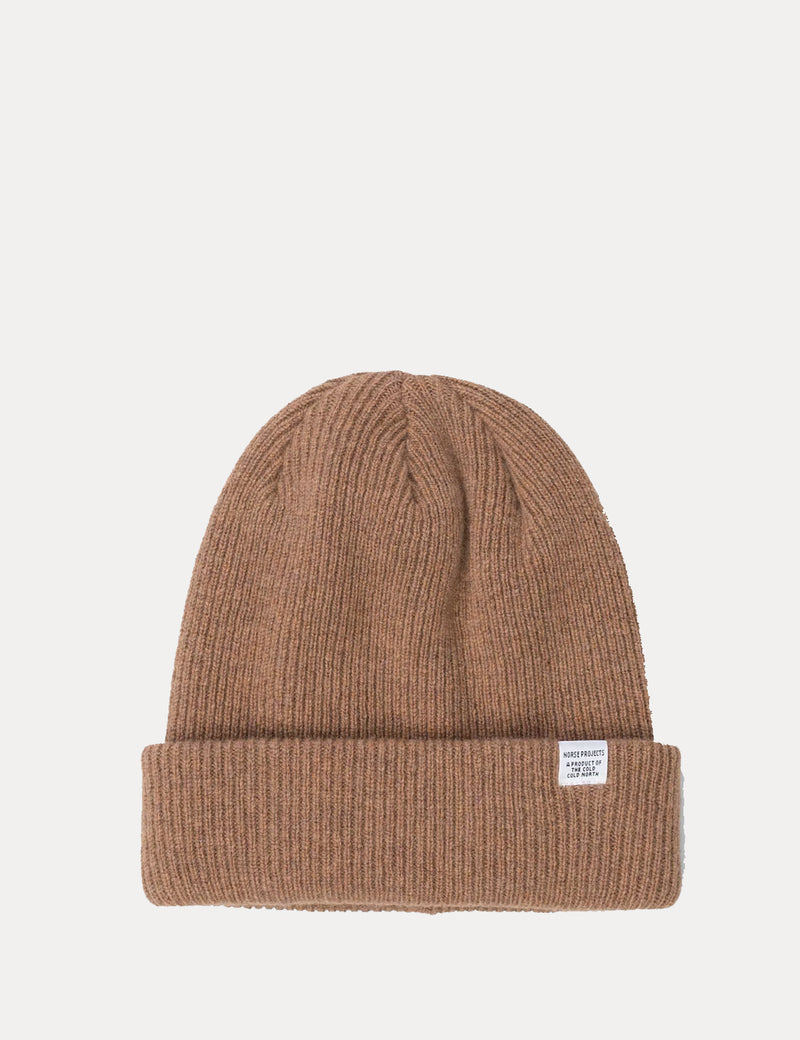 Norse Projects Norse Beanie Hat - Camel Brown