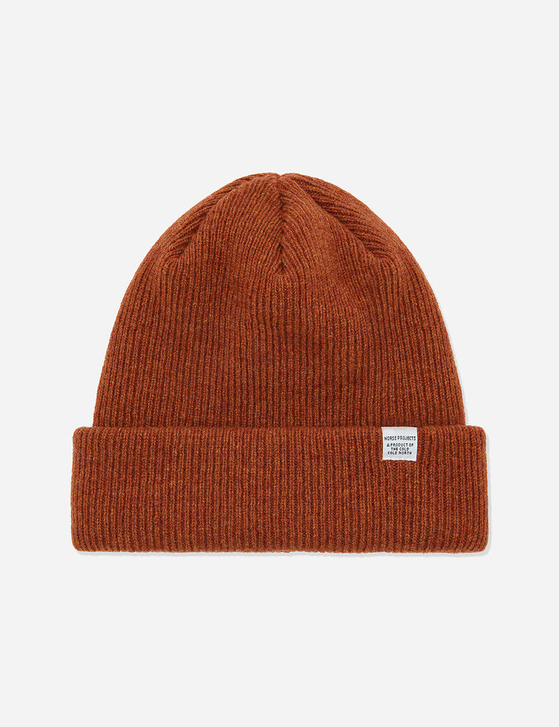 Norse Projects Norse Beanie Hat - Signal Orange