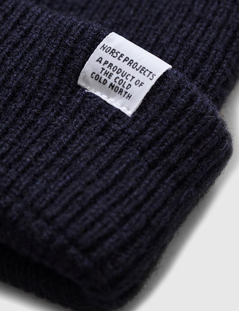 Bonnet Norse Projects Brossé (Laine) - Bleu Marine