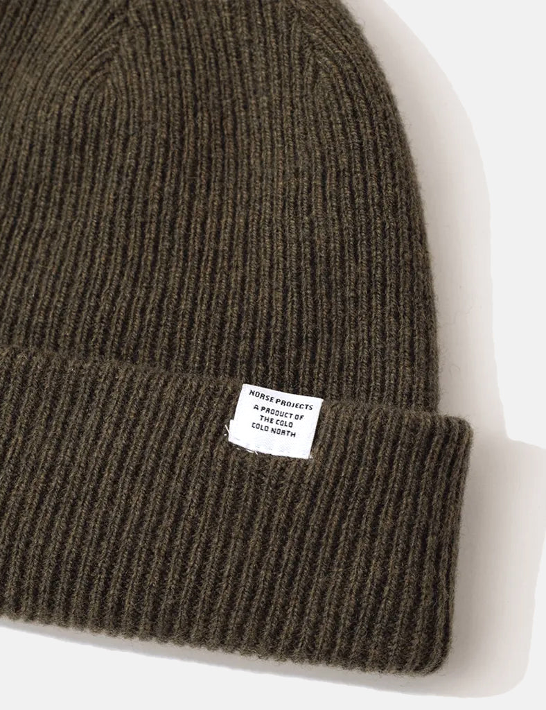Norse Projects Norse Beanie Hat - Dark Olive Green