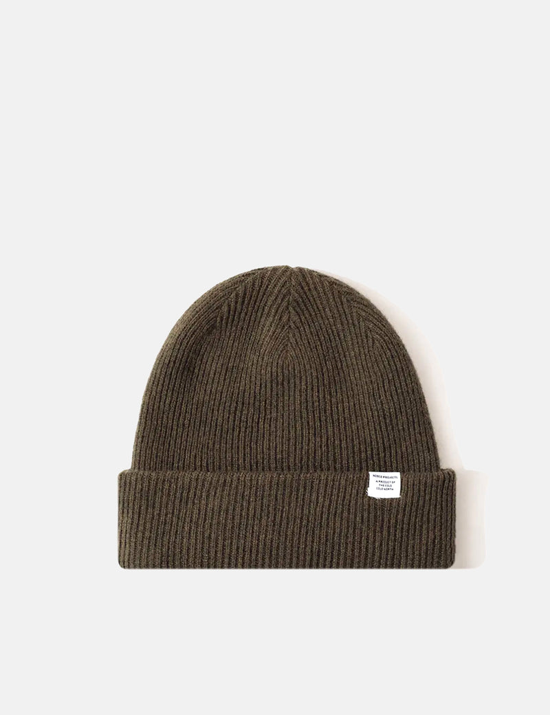Norse Projects Norse Beanie Hat - Dark Olive Green