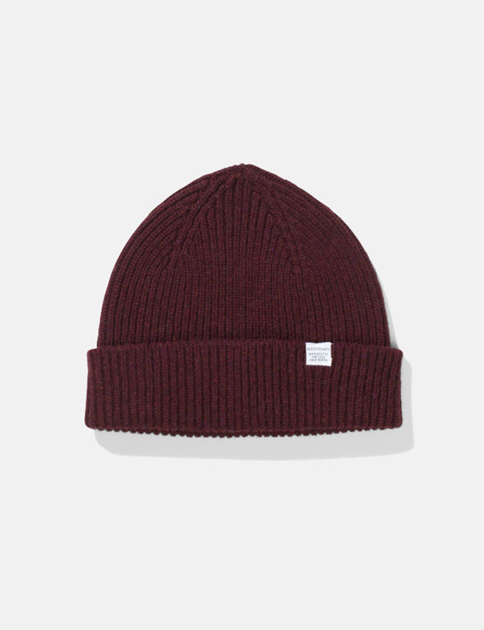 Norse Projects Lambswool Beanie Hat - Hermatite Red