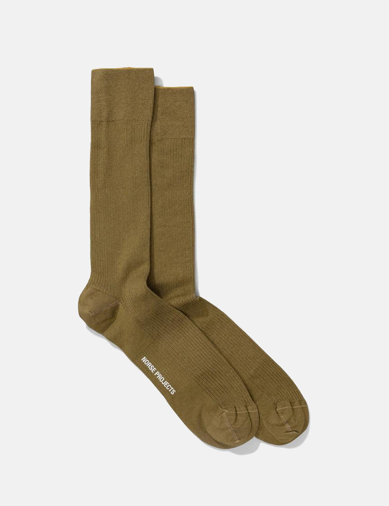 Norse Projects Bjarki Mercerized RibSocks-ブラス