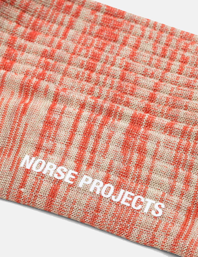 Norse Projects Bjarki Mercerized Twist Socks - Coral Red