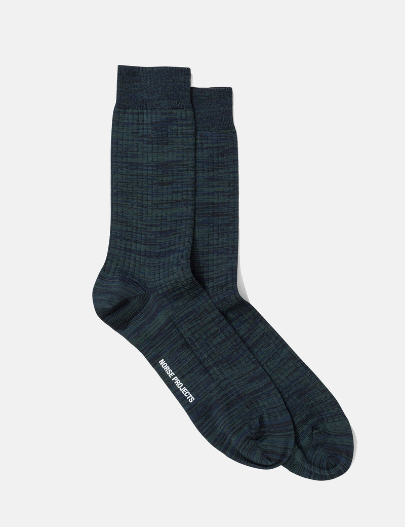 Norse Projects Bjarki Mercerized Twist Socks - Dark Navy