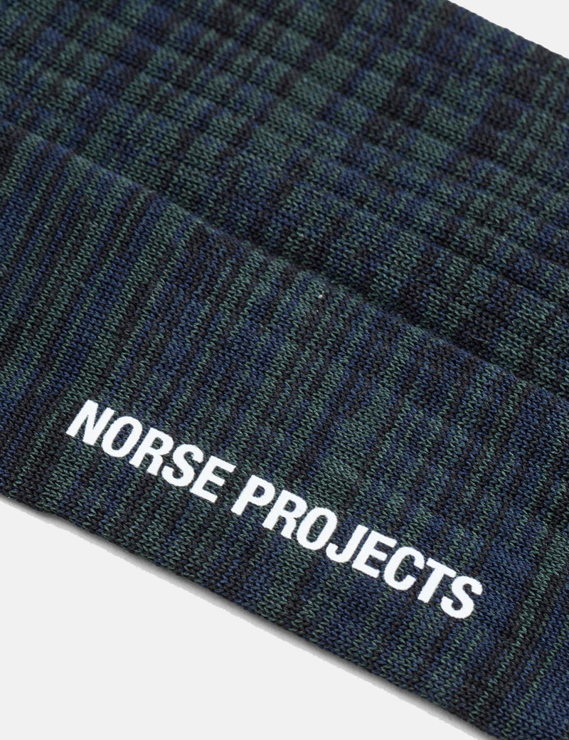 Norse Projects Bjarki Mercerized Twist Socks-Dark Navy