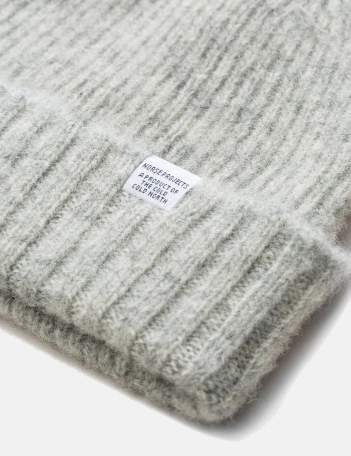 Norse Projects Rib Beanie Hat Brushed (Wool) - Glacier Grey
