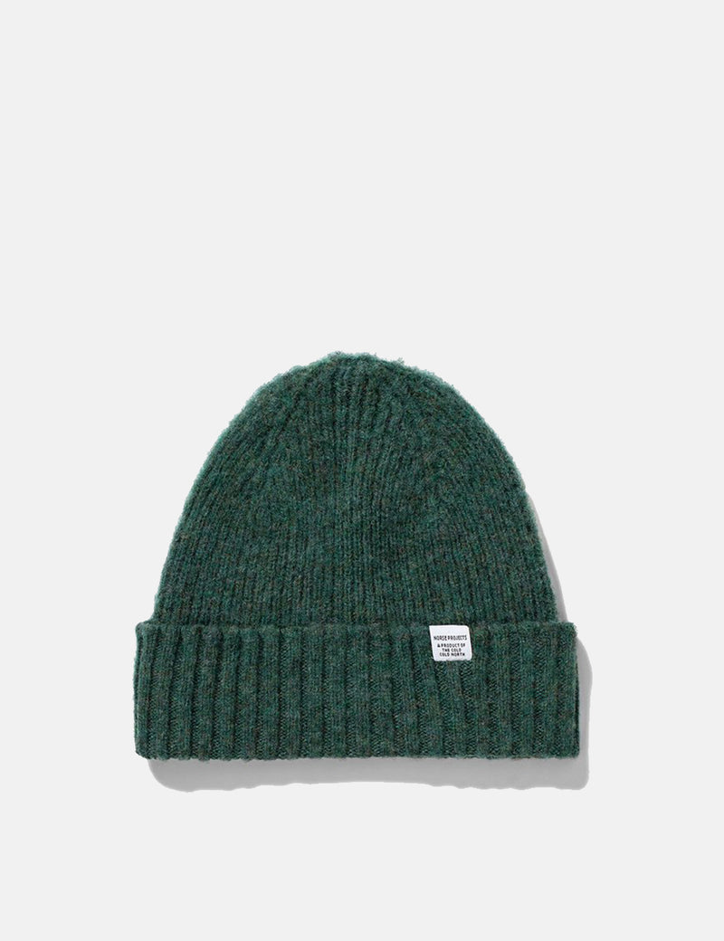 Bonnet en Laine d'Agneau Brossée Norse Projects - Vert Tilleul