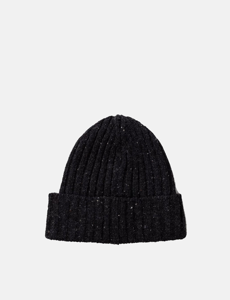 Norse Projects Neps Beanie Hat (Wool)-Charcoal Melange Grey