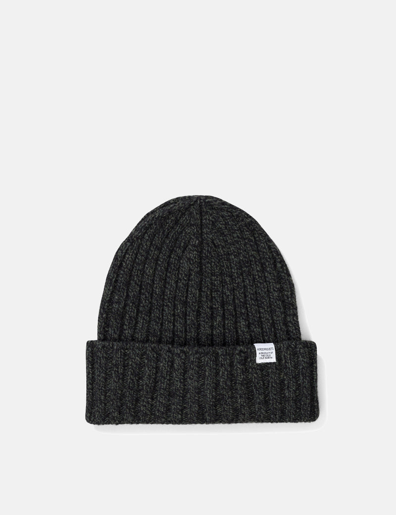 Norse Projects Wide Rib Beanie Hat (Wool)-Spinnaker Green
