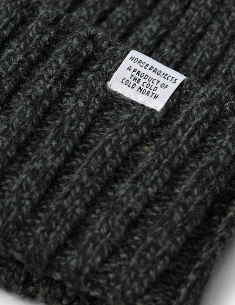 Norse Projects Wide Rib Beanie Hat (Wool) - Spinnaker Green
