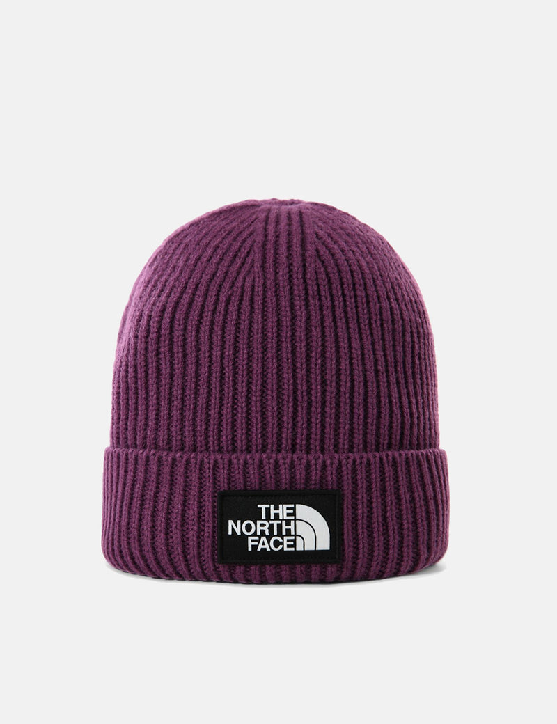 North Face TNF Logo Box Cuffed Beanie - Pikes Purple