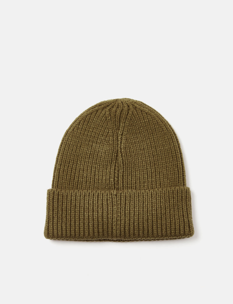 North Face TNF Logo Box Cuffed Beanie - Military Olive Green