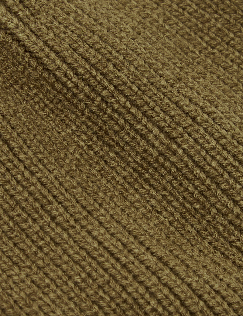 North Face TNF Logo Box Cuffed Beanie - Military Olive Green
