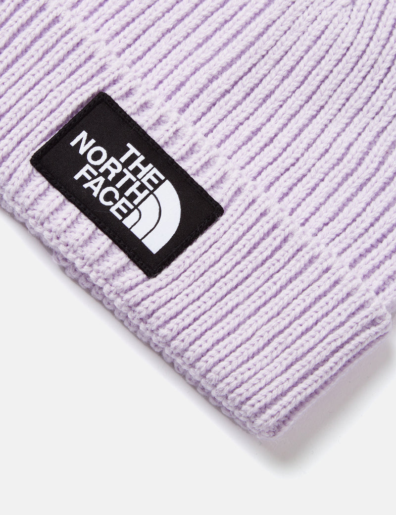North Face TNF Logo Box Cuffed Beanie - Lavender Fog Purple