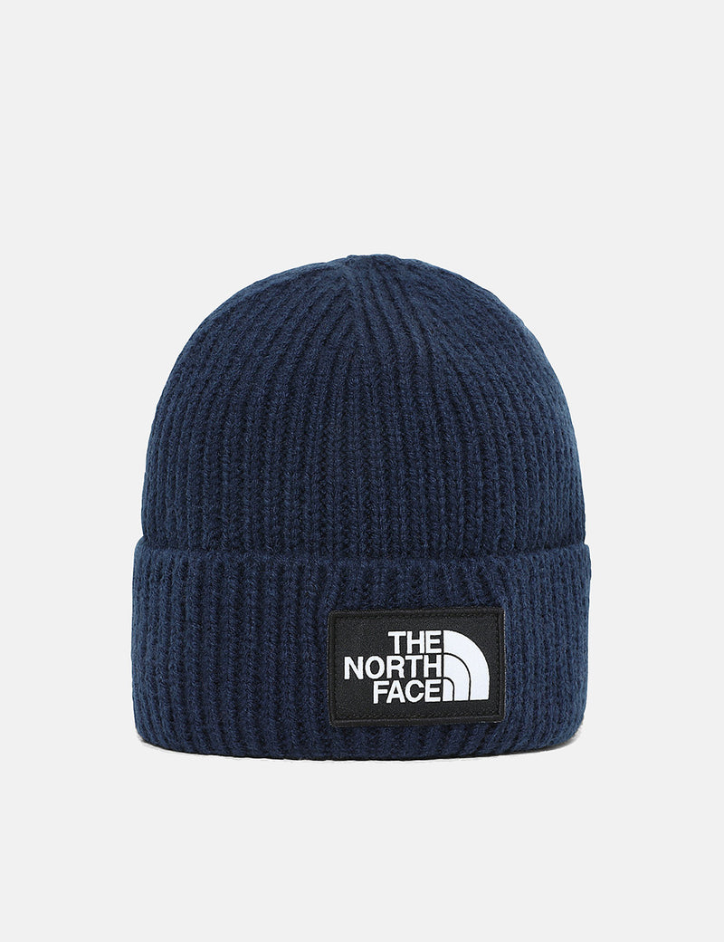 North Face TNF Logo Box Cuffed Bonnet - Bleu Marine TNF