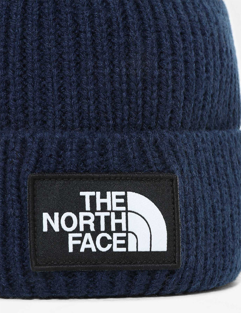 North Face TNF Logo Box Cuffed Bonnet - Bleu Marine TNF