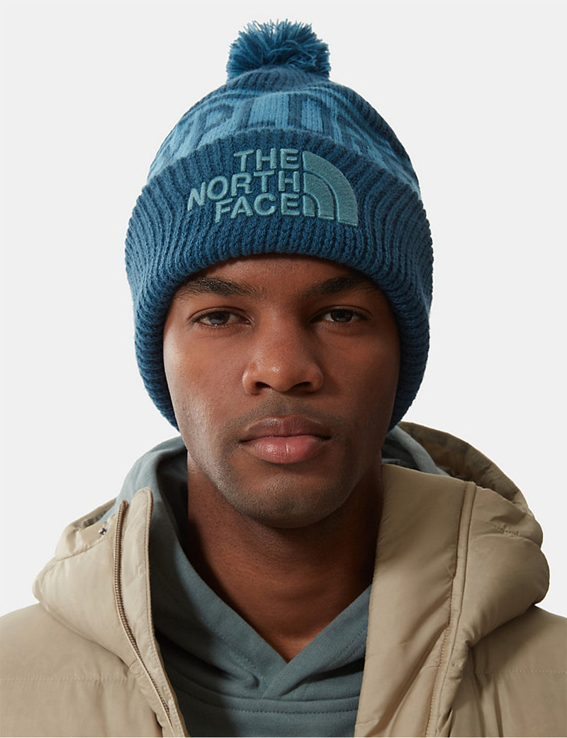 Bonnet North Face Retro TNF Pom - Bleu Monterey