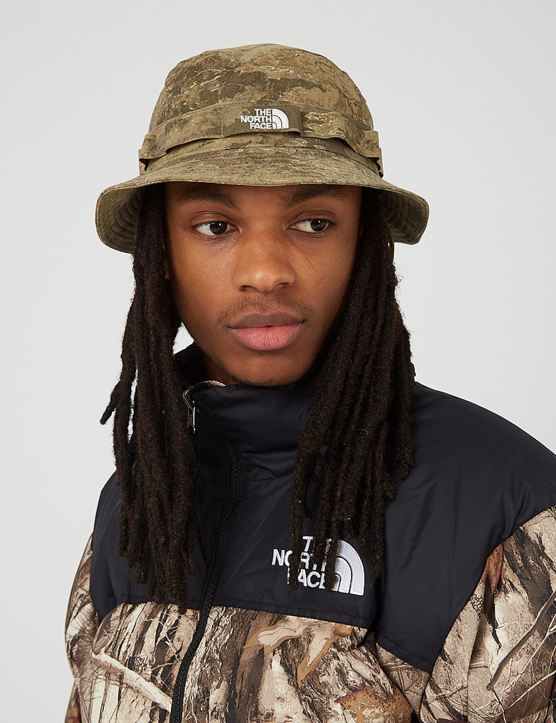 North Face Class V Brimmer Hat (Wash Print) - Military Olive/Cloud Camo