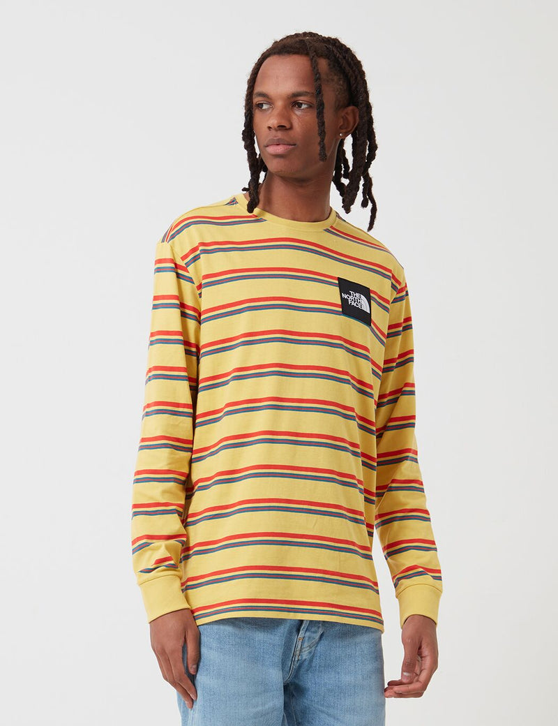 North Face Boruda Long Sleeve T-Shirt (Stripe) - Bamboo Yellow