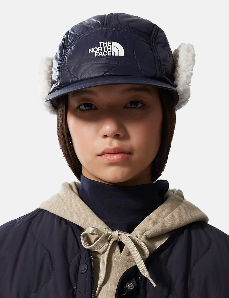 North Face Insulated Earflap Insulated Cap - Aviator Navy Blue/Gardenia White